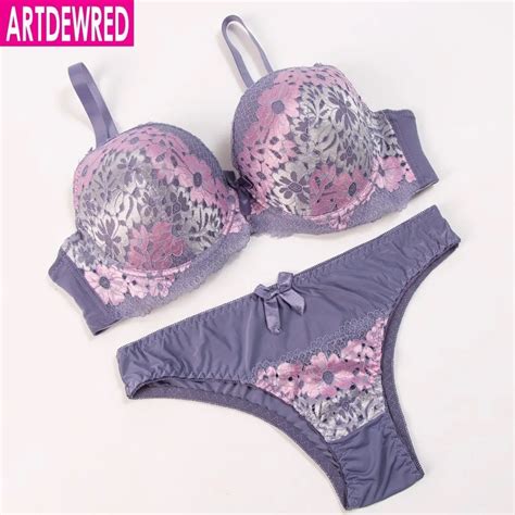 ARTDEWRED Sexy DE Embroidery Women Bra Set Lace Plus Sizes Bra Brief