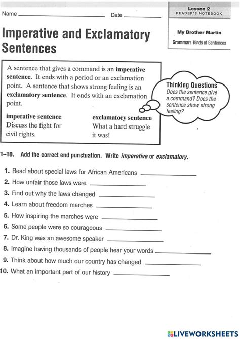 Imperative And Exclamatory Sentences Online Exercise For Live Worksheets