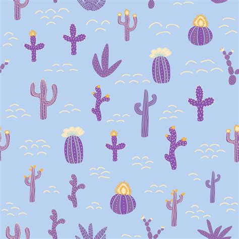 Seamless Patterns With Different Cacti Vibrant Repeating Texture With