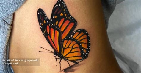 Monarch Butterfly Tattooed On The Rib Illustrative