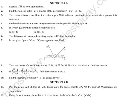 Cbse Class 9 Mathematics Sample Paper Set J