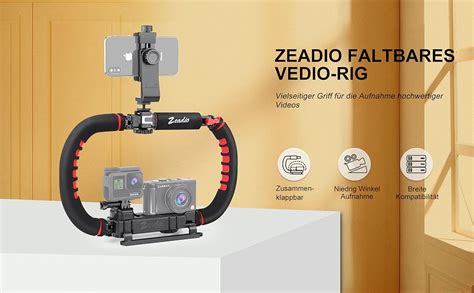 Zeadio Stabilisator für Kamera Handy GoPro Faltbare Handgriff Video