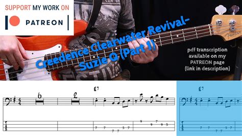 Creedence Clearwater Revival Suzie Q Bass Cover With Tabs Youtube