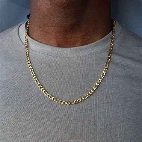 Gold Figaro Chain Necklace For Men Mens Jewellery 18kgold Italian Style Figaro Etsy Uk