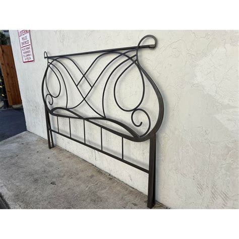 California King Deco Style Natural Metal Headboard | Chairish