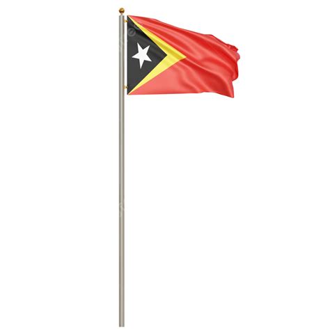 Timor Leste Flag Waving With Pole Timor Leste Flag With Pole Timor