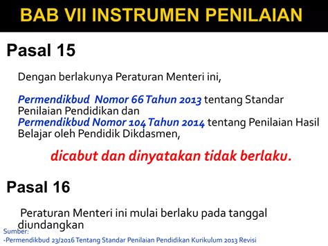 Standar Penilaian Permendikbud 23 2016 PPT