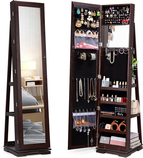 Twing Swivel Jewelry Armoire With Mirror Full Length Mirror