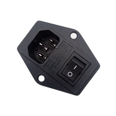 Iec C14 Screw Panel 250v 10a Inlet Connector Single Fuse Male Power Socket With On Off Rocker