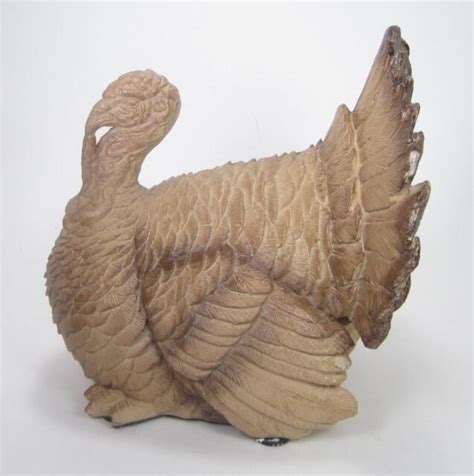 Faux Wood Carved Turkey Figurine Sitting 7 Tall Fall Holiday Table