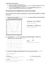 Copy Of Precalculus Honors Module One Lesson One Activity Docx