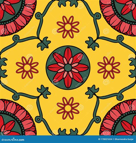 Seamless Decorative Mandala Pattern With Floral Geometric Ornament