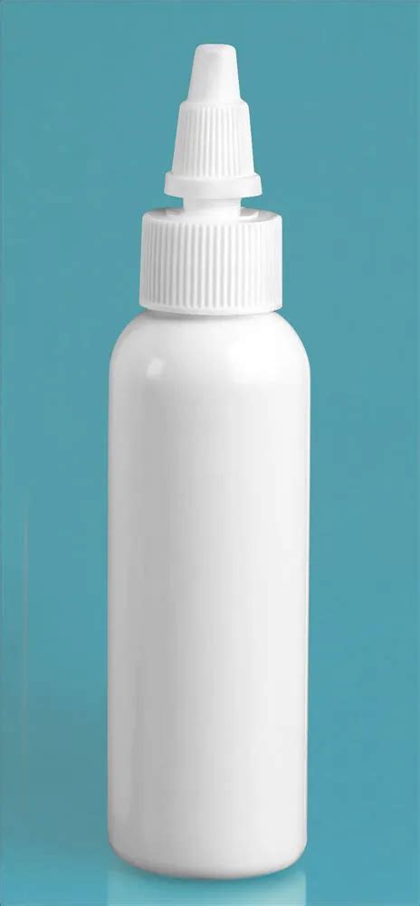 4 Oz White PET Cosmo Round Bottles W White Twist Top Caps