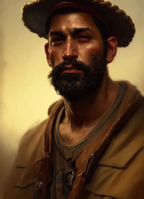 Portrait Of A Rugged Hispanic Man Wearing A Sailors Stable Diffusion