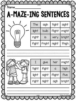 Igh And Ie Worksheets Activities No Prep Long I E Vowel Teams