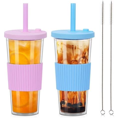 24Oz Bubble Tea Gobelet Avec Couvercle Et Paille Gobelet Avec Paille