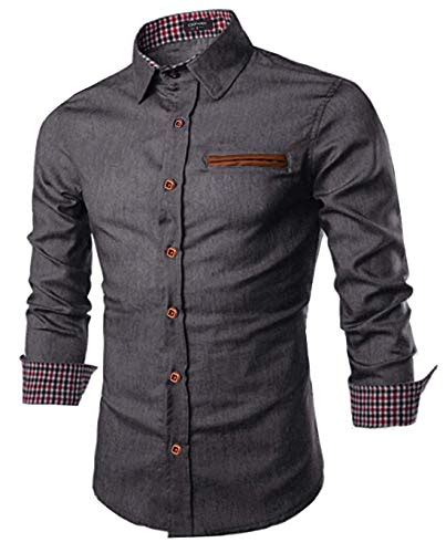 Coofandy Mens Casual Dress Shirt Button Down Shirts Long Sleeve Denim