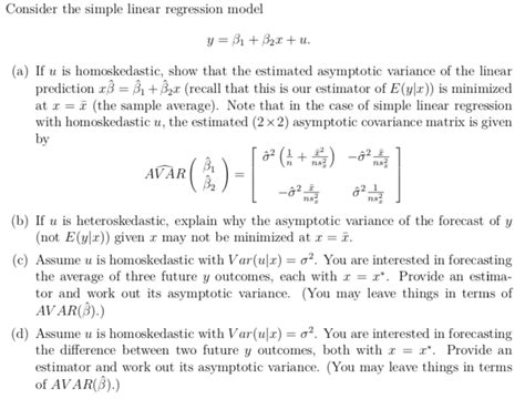 Consider The Simple Linear Regression Model A If U