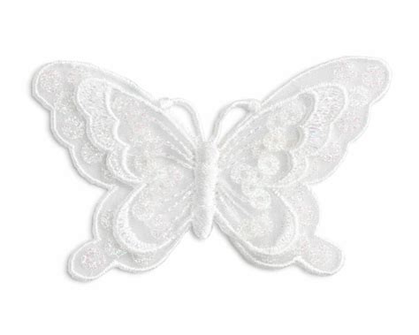 Applikation Schmetterling aus Organza bestickt weiß Prym 6 20