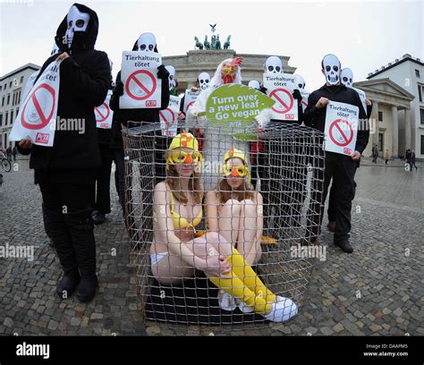 Peta Aktivisten Protestieren Gegen Massentierhaltung In Berlin