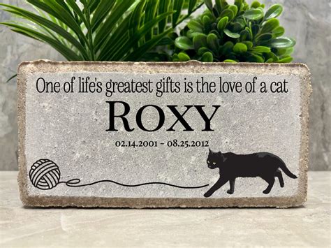 Personalized Cat Memorial Stone X Stone Brick Burial Marker Indoor