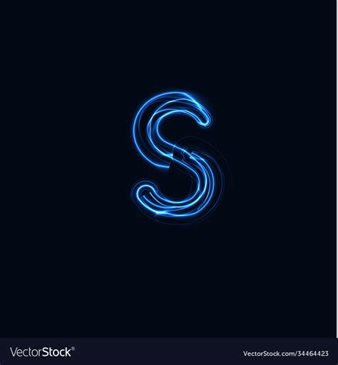 Lightning Realistic Letter S Bright Gloving Logo Vector Image