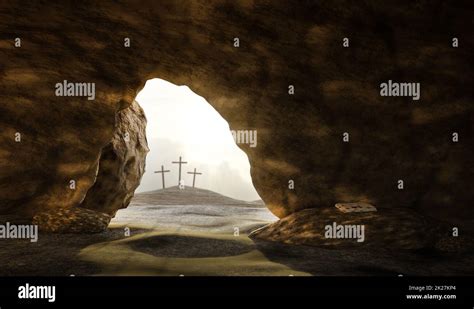 Shroud In Empty Tomb Resurrection Of Jesus Christ Stock Photo Alamy