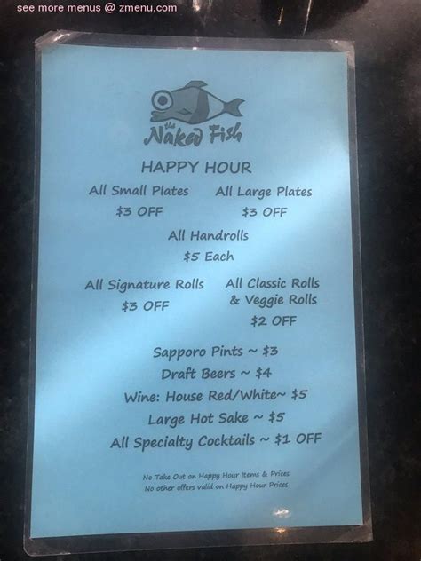 Menu At The Naked Fish Restaurant South Lake Tahoe