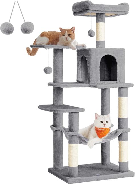 Feandrea Cat Tree 143 Cm Cat Tower For Indoor Cats Multi Level Plush