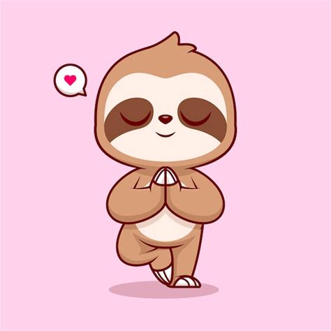 Free Vector Cute Sloth Meditation Yoga Cartoon Vector Icon