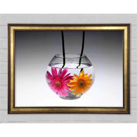 Ebern Designs Gerbera Fishbowl B N W Einzelner Bilderrahmen