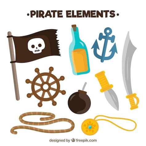 Espada Y Varios Accesorios De Piratas Vector Gratis