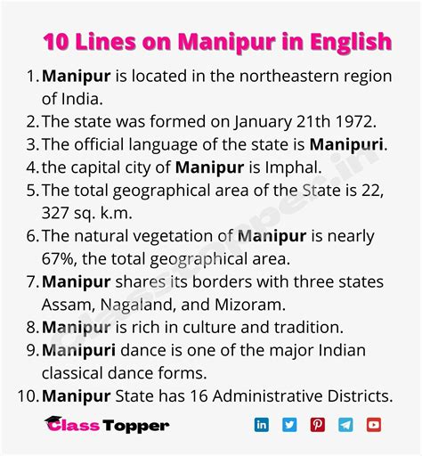 10 Lines On Manipur In Hindi मणिपुर के बारे में 10 लाइन