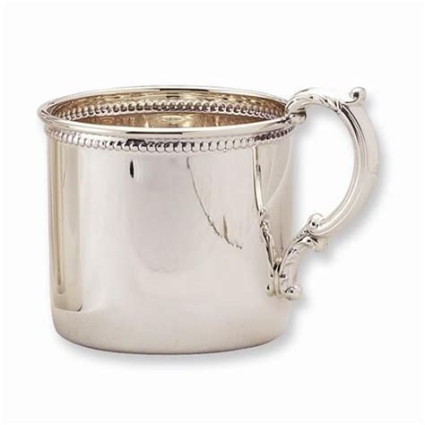 Sterling Silver Baby Or Child Beaded Cup Heirloom T Engraved Person