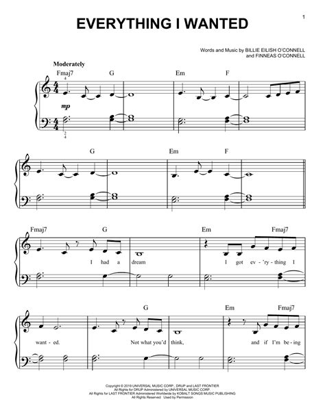 Billie Eilish Everything I Wanted Sheet Music