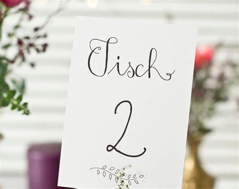 PDF Datei Download Tischnummern für Hochzeit Tischkarten Zahlen