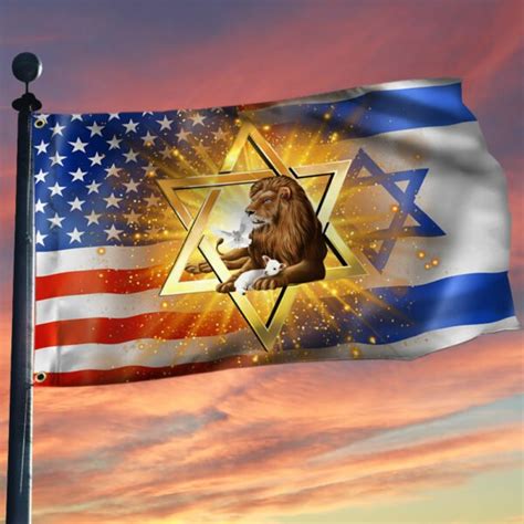 Jewish Grommet Flag, Lion Of Judah Israel American Flag QNK1023GF - Flagwix