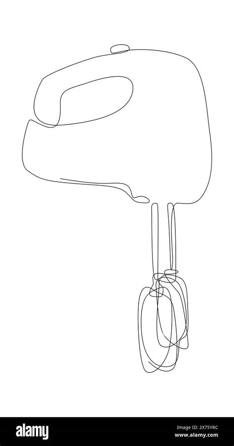 One Continuous Line Of Electric Mixer Thin Line Illustration Vector