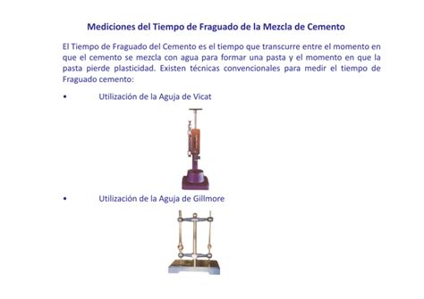 Mediciones Del Tiempo De Fraguado De La Mezcla De Cemento