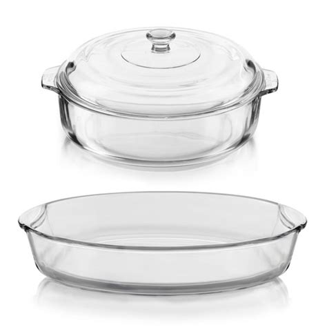 Libbey Bakers Basics 2 Piece Glass Casserole Baking Dish Set With 1