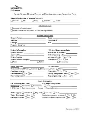 Fillable Online On Site Sewage Disposal System Malfunction Assessment