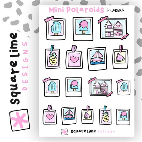 Mini Summer Themed Polaroids Stickers Planner and Bullet Journal ...