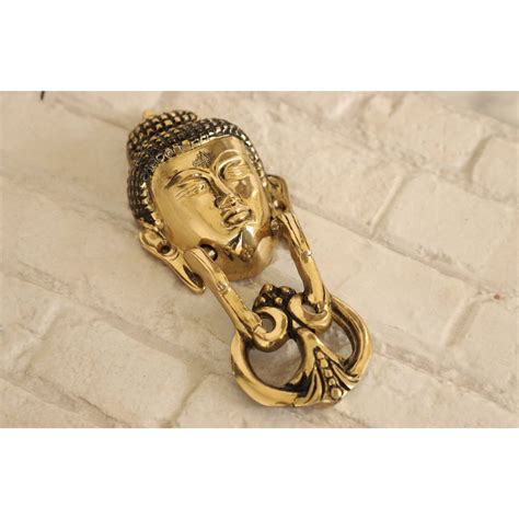 Indian Art Villa Pure Brass Door Knob With Budha Design Antique Touch