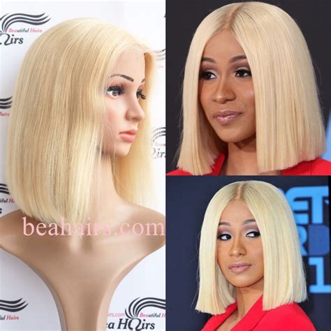 Summer Brazilian Virgin Blonde Color Blunt Cut Glueless Lace Front Bob