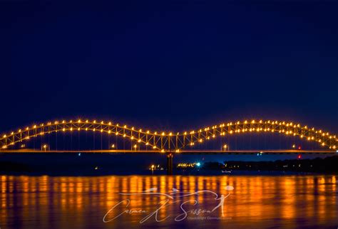 Memphis M Bridge At Night Carmen K Sisson Photographer