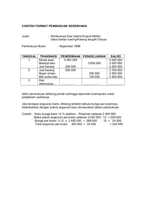 Pembukuan Sederhana Contoh Format Laporan Keuangan Bulanan Excel Cara