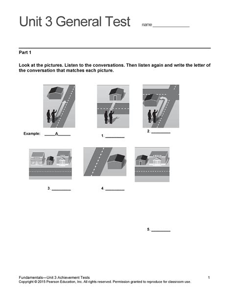 Top Notch Fundamentals Unit 3 Assessment Unit 3 General Test Name