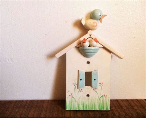 Vintage Irmi Wooden Handpainted Birds Nest Single Lightswitch Etsy