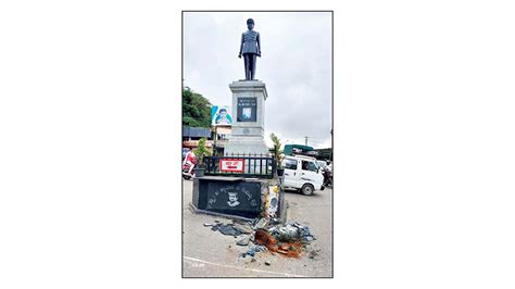 Squadron Leader Ajjamada Bopayya Devayyas Statue Structure Damaged