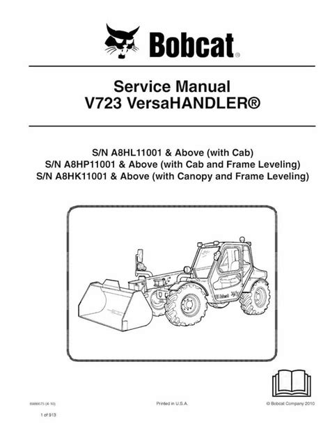 Manual de serviço em pdf do manipulador telescópico Bobcat V723